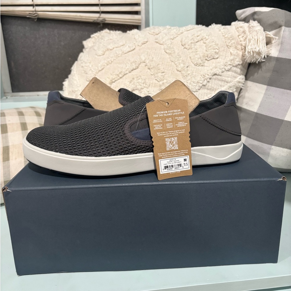 OluKai Men's Dark Gray Slip-On Sneakers